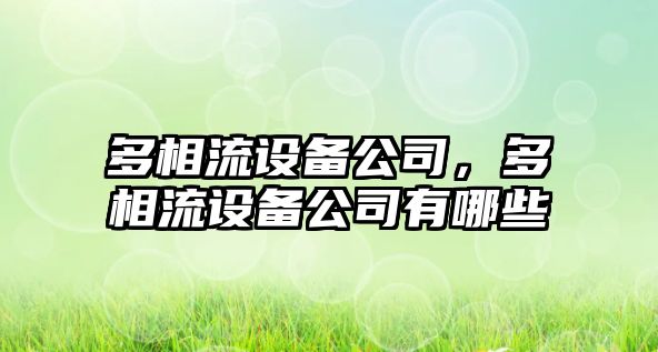 多相流設(shè)備公司，多相流設(shè)備公司有哪些